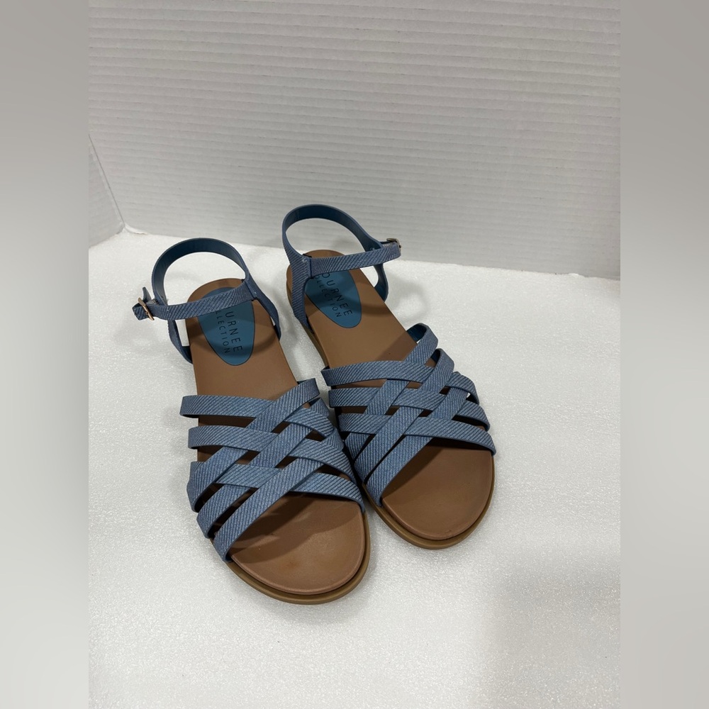 Journee Collection Womens Kimmie Ankle Strap Flat Sandals. Size: 8.5 Color:Denim - Picture 3 of 7